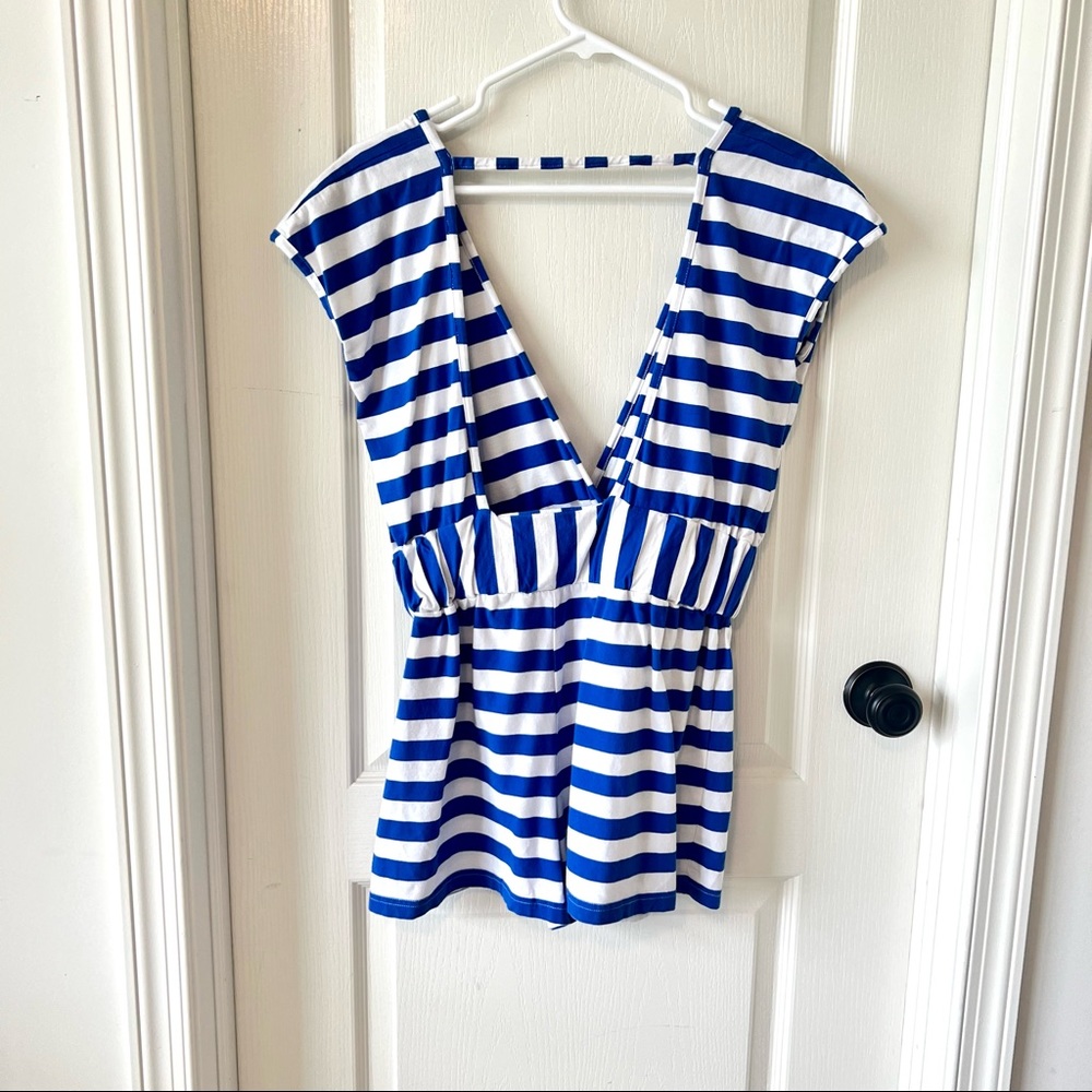 VENUS Striped Deep-V Romper Swim Cover Up—SZ. Small - Picture 6 of 12
